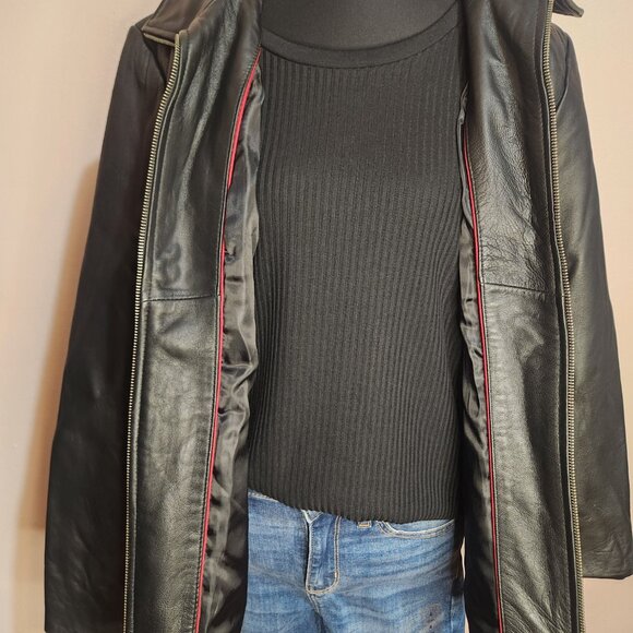 Kenneth Cole Reaction Authentic Leather Black Coat Size Large - Picture 9 of 12